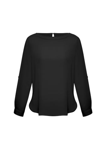 Madison Ladies Boatneck Blouse                    -8  -BLACK