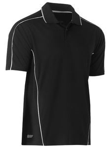 Bisley Cool Mesh Polo with Reflective Piping-L-BLACK