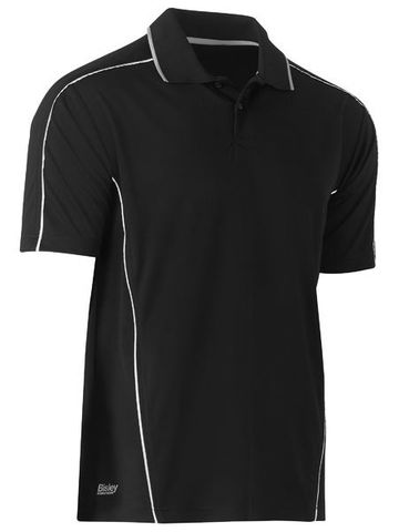 Bisley Cool Mesh Polo with Reflective Piping-L-BLACK