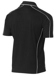 Bisley Cool Mesh Polo with Reflective Piping-L-BLACK