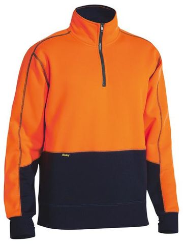 Bisley Hi Vis Fleece Hoodie 1/4 Zip Pullover