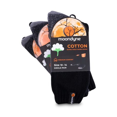 Moondyne Premium Cotton Work Socks-3 Pair Pack
