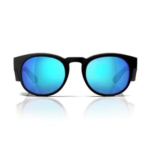 SAFESTYLE CRUISERS MATT BLACK FRAME MIRRORS BLUE POLARISED SAFETY SPECS