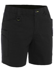 BISLEY STRETCH COTTON ELASTIC WAIST CARGO SHORT-87R-BLACK