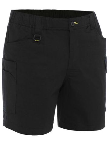 BISLEY STRETCH COTTON ELASTIC WAIST CARGO SHORT-87R-BLACK