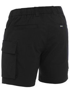 BISLEY STRETCH COTTON ELASTIC WAIST CARGO SHORT-87R-BLACK