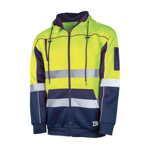 Tru Hi Vis Fleece Hoodie ZipTaped-L-YELLOW/NAVY