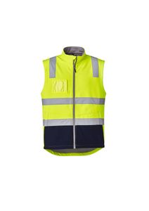 Syzmik Unisex Hi Vis Softshell Vest Taped-S-YELLOW/NAVY