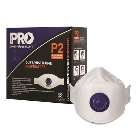 DUST MASKS FLAT FOLD P2+ VALVE - BOX 10