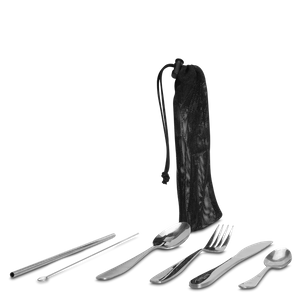 RUGGED XTREMES 7 PIECE CUTLERY SET - STAINLESS STEEL