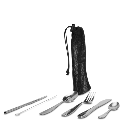 RUGGED XTREMES 7 PIECE CUTLERY SET - STAINLESS STEEL