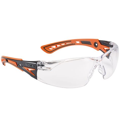 BOLLE RUSH+ CLEAR SAFETY SPECS BLACK/ORANGE