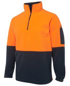 JB's HIVIS 280G 1/2 ZIP POLAR FLEECE-2XL-ORANGE/NAVY