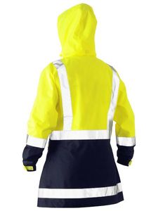 WOMEN'S TAPED TWO TONE HI VIS RAIN JACKET-10-YELLOW/NAVY