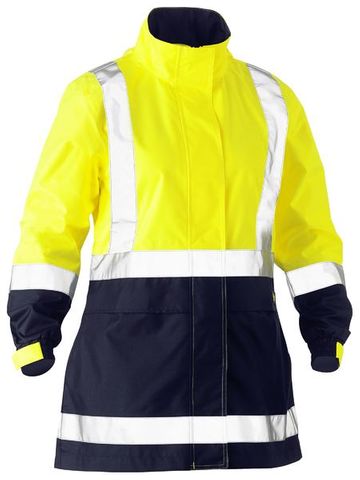 WOMEN'S TAPED TWO TONE HI VIS RAIN JACKET