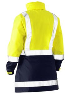 WOMEN'S TAPED TWO TONE HI VIS RAIN JACKET-10-YELLOW/NAVY