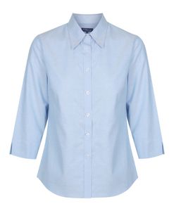 OXFORD WEAVE 3/4 SLEEVE SHIRT-12-BLUE