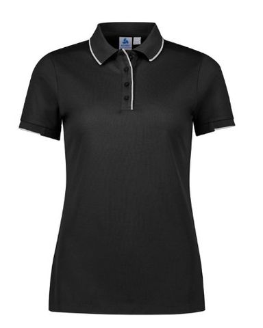 Womens Focus Short Sleeve Polo-16-BLACK/WHITE