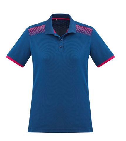 Womens Galaxy Short Sleeve Polo-10-STEEL BLUE/MAGENTA