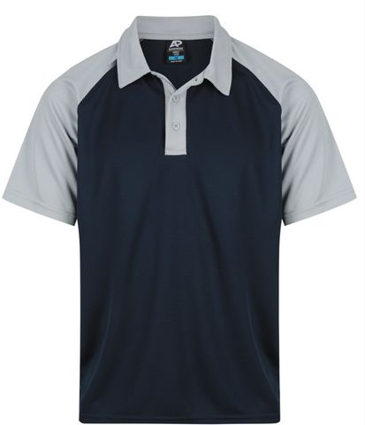 MANLY MENS POLOS-L-NAVY/SILVER