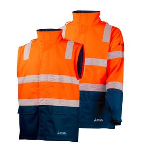 FR PPE3 Hi-Vis Parka With Zip-Off Sleeves And Segmented FR Tape