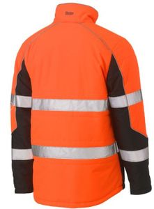 Taped Hi Vis Puffer Jacket with Stand Collar