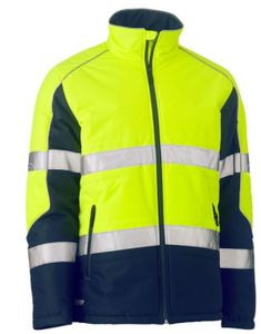 Taped Hi Vis Puffer Jacket with Stand Collar