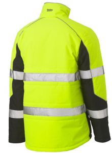 Taped Hi Vis Puffer Jacket with Stand Collar