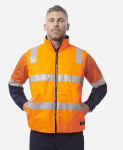 KING GEE 4 IN 1 WATERPROOF WET WEATHER JACKET-L-ORANGE/NAVY