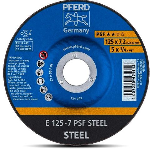 Grinding Dics 125mm x 6.8mm x 22.2mm Steel PFERD
