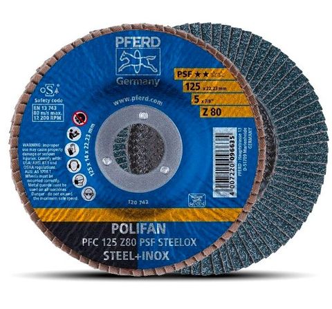 Disc Flap 125mm Z80 Grit Polifan Steelox PFERD