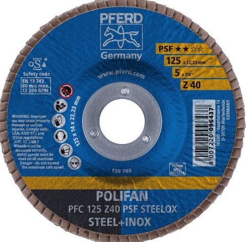 Disc Flap 125mm Z40 Grit Polifan Steelox PFERD