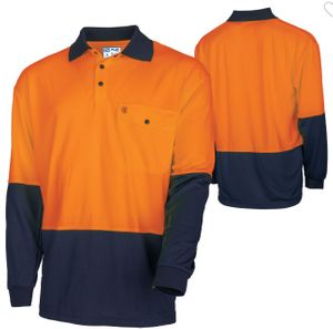 RECYCLED ANTI-MICROBIAL MICROMESH L/S 2 TONE HI-VIS POLO