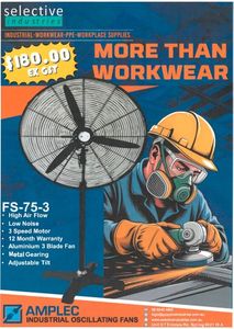 WALL MOUNT FAN INDUSTRIAL GRADE 750MM 3 SPEED 240V AMPLEC