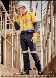 SYZMIK Mens Orange Flame Taped Cargo Pant