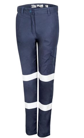 Womens Midweight Cotton Stretch Cargo Trousers with Biomotion Reflective Tape