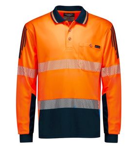 SYZMIK Mens Hi Vis Flux Segmented Tape Long Sleeve Polo