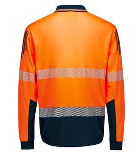 SYZMIK Mens Hi Vis Flux Segmented Tape Long Sleeve Polo