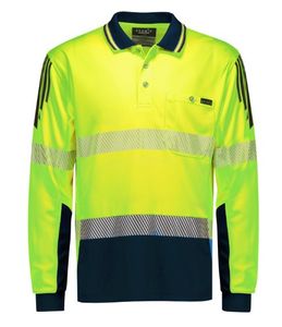 SYZMIK Mens Hi Vis Flux Segmented Tape Long Sleeve Polo