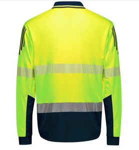 SYZMIK Mens Hi Vis Flux Segmented Tape Long Sleeve Polo