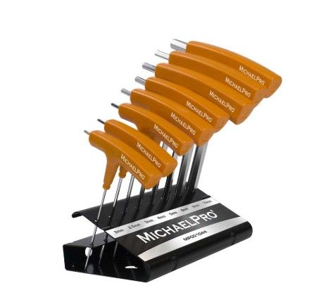 ALLEN KEY T-HANDLE HEX SET BALL END 8PCE METRIC 2.0-10MM