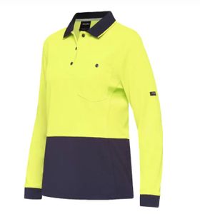 KINGGEE WOMEN'S WORKCOOL HYPERFREEZE HI-VIS LONG SLEEVE POLO SHIRT