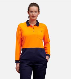 KINGGEE WOMEN'S WORKCOOL HYPERFREEZE HI-VIS LONG SLEEVE POLO SHIRT