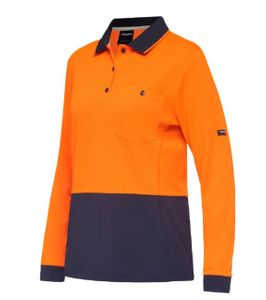 KINGGEE WOMEN'S WORKCOOL HYPERFREEZE HI-VIS LONG SLEEVE POLO SHIRT