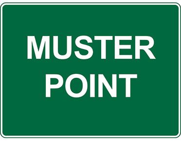 SIGN POLY 450X300 MUSTER POINT SIGN