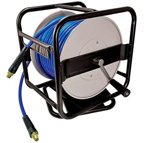MANUAL AIR HOSE REEL, 8MM X 40M PVC AIR HOSE WITH 1/4" BSP MALE FITTINGS