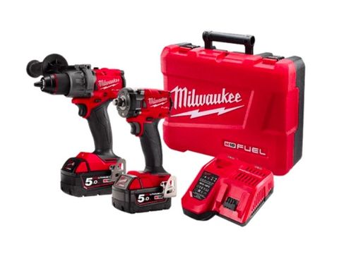 2Pce 18V 5.0Ah FUEL&trade; Hammer Drill + Impact Wrench Kit