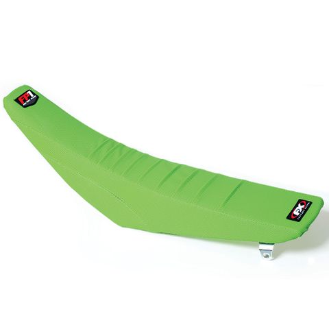 thumbnail image 2 of MXG Racing Ribbed Seat Cover For Kawasaki KXF450 KX450F 2012-2018 – Black With Green Stripes 2 of 6