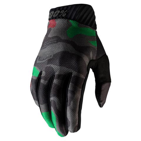100% Ridefit Black Camo Gloves