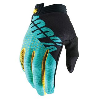 100% Itrack Black/Aqua Gloves